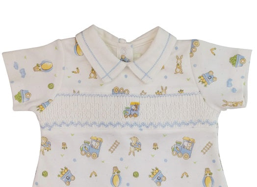 Baby Boy's Bunnies Print Smocked Romper - Little Threads Inc. Children's Clothing
