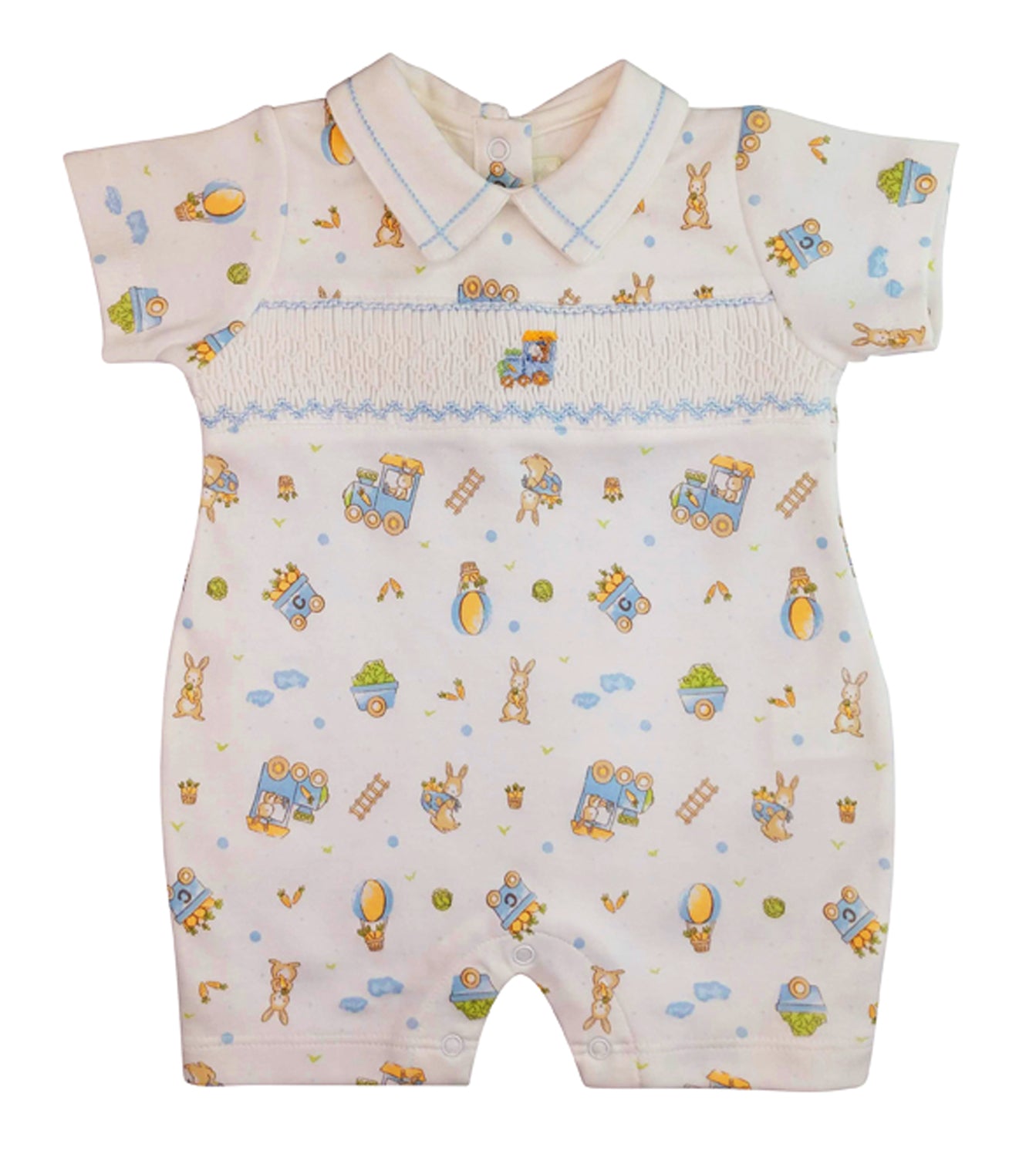 Baby Boy's Bunnies Print Smocked Romper - Little Threads Inc. Children's Clothing
