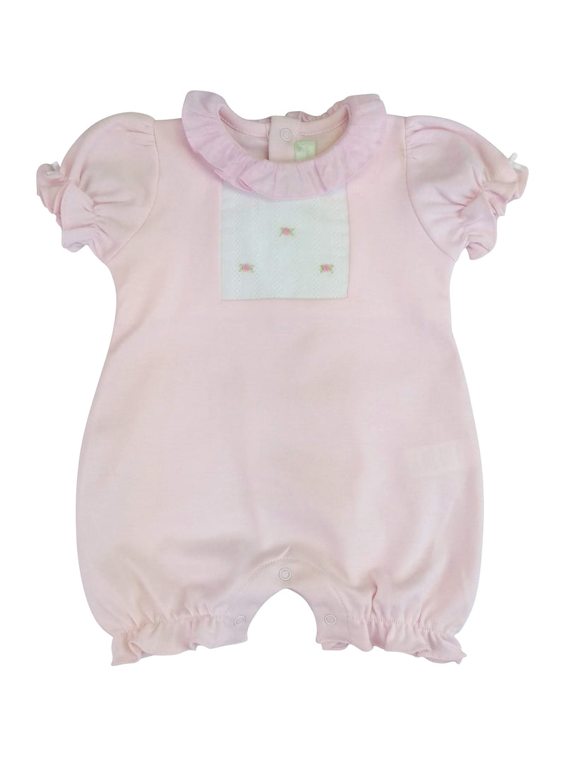 Baby Girl's Pink and White Rosebud Romper - Little Threads Inc. Children's Clothing
