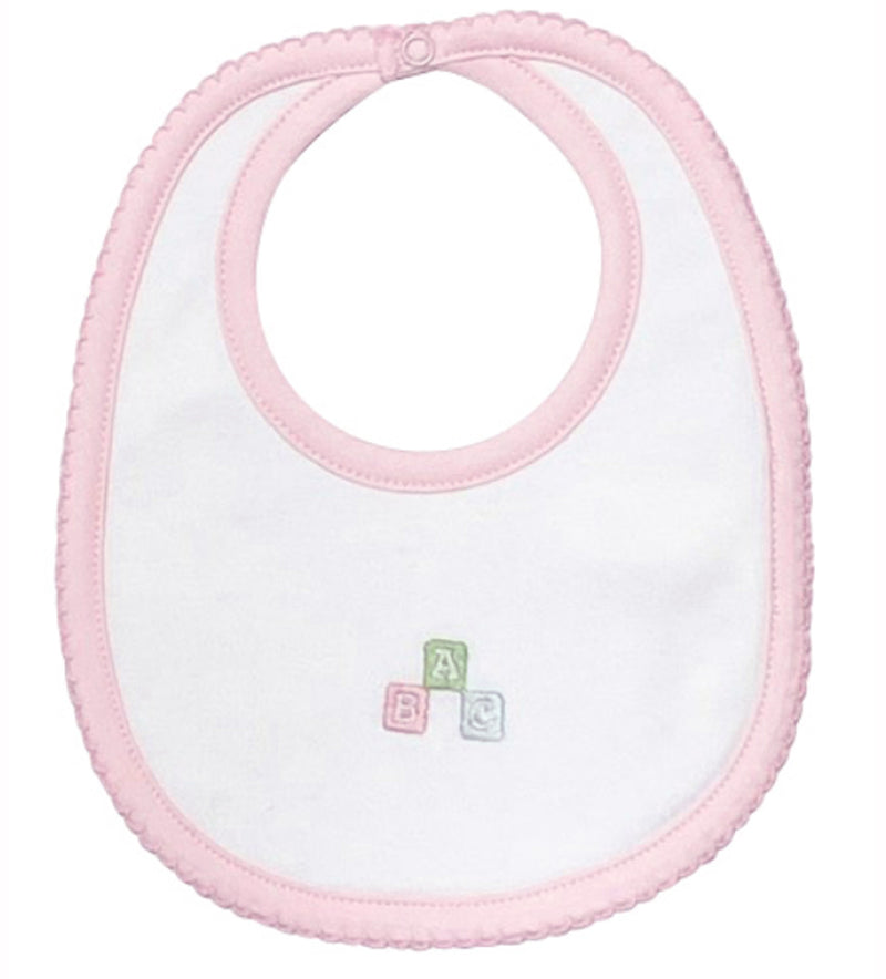 Baby Girl Pink ABC Blocks Bib - Little Threads Inc. Children's Clothing