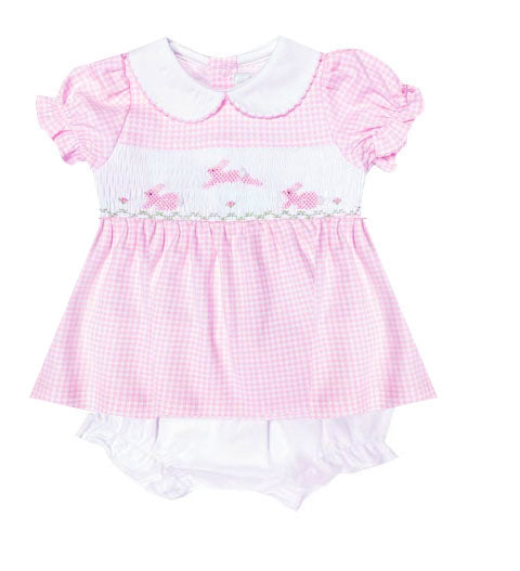 Easter Bunnies hand smocked baby girl dress - Little Threads Inc. Children's Clothing