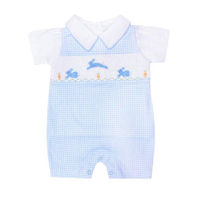 Easter Bunnies hand smocked baby boy overall set - Little Threads Inc. Children's Clothing
