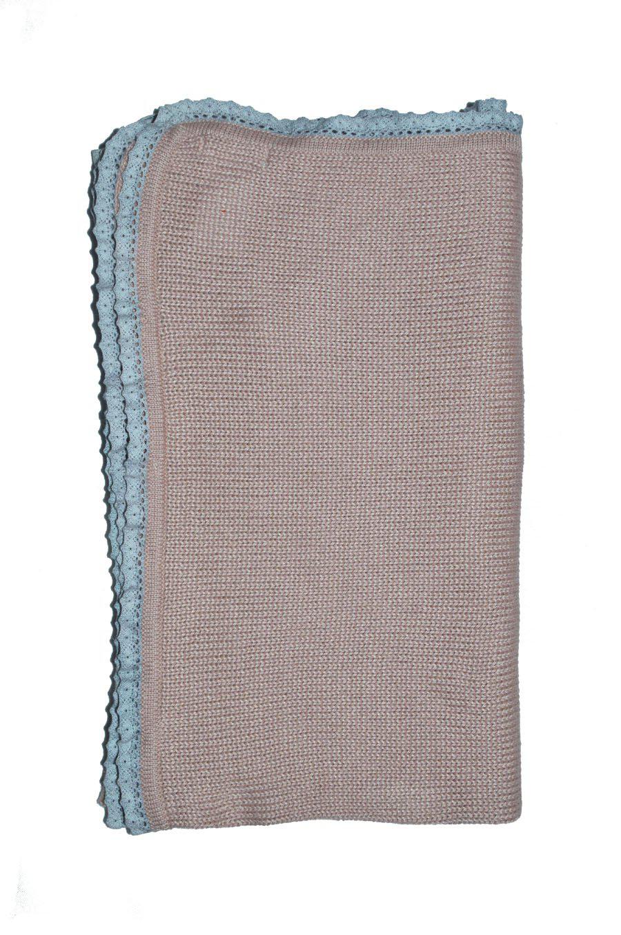 Dusty Pink Baby Alpaca Blanket with Grey Trim - Little Threads Inc. Children's Clothing