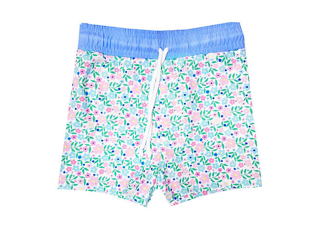 Floral Dark Blue Swim Trunks - Little Threads Inc. Children's Clothing