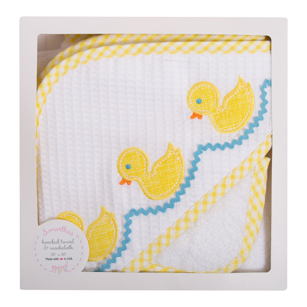 Yellow Duck wash cloth baby hooded towel set - Little Threads Inc. Children's Clothing