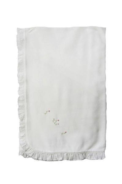 Rose Vine White Blanket with White Ruffle - Little Threads Inc. Children's Clothing