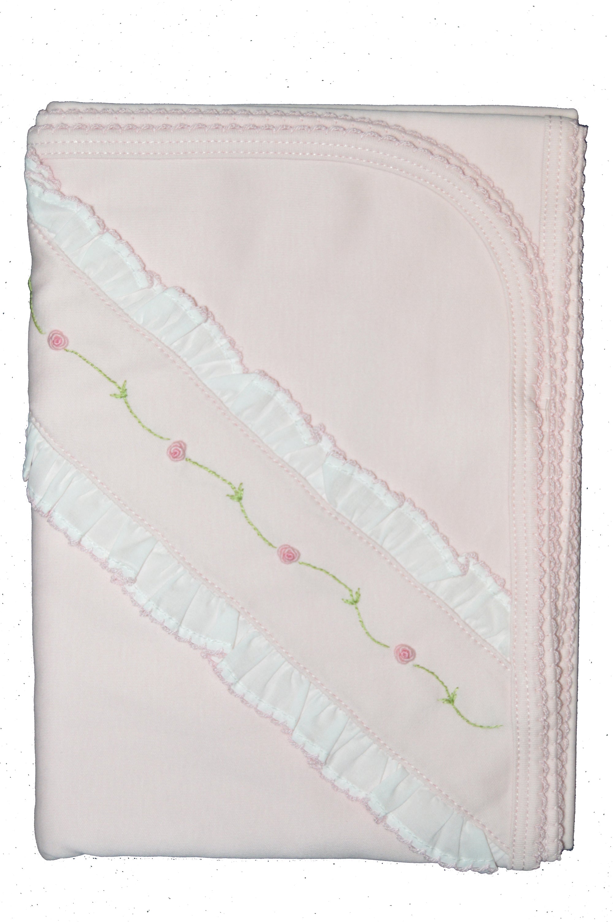 Baby Girl's Pink Rose Vine Ruffle Blanket - Little Threads Inc. Children's Clothing