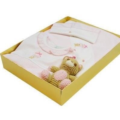 Bear Girl's Gift Set with Rattle - Little Threads Inc. Children's Clothing