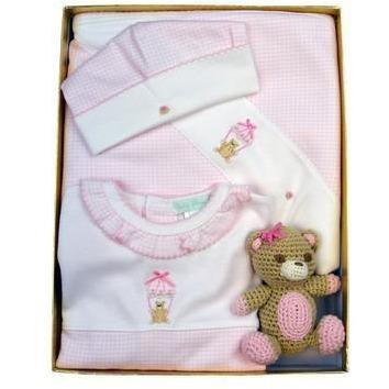 Bear Girl's Gift Set with Rattle - Little Threads Inc. Children's Clothing