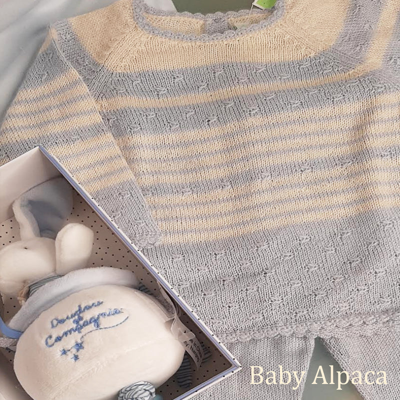 Blue & Ivory Striped Baby Alpaca Sweater & Pant Set - Little Threads Inc. Children's Clothing