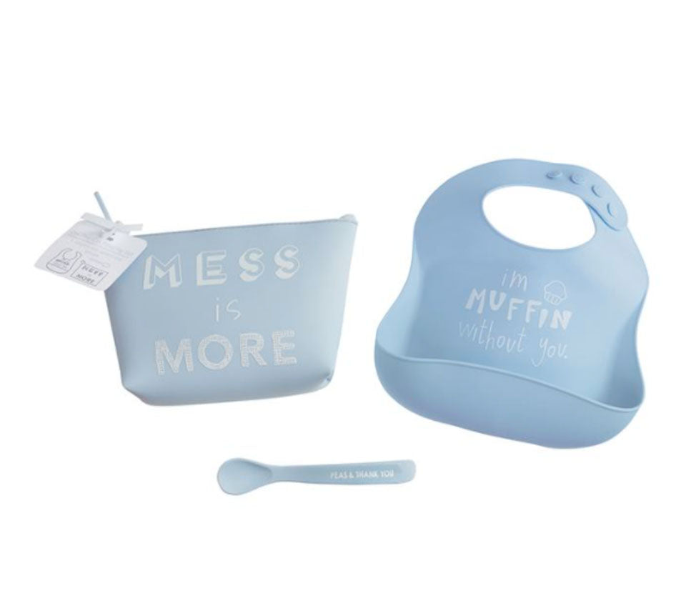 Blue Silicon Feeding Baby  Set - Little Threads Inc. Children's Clothing