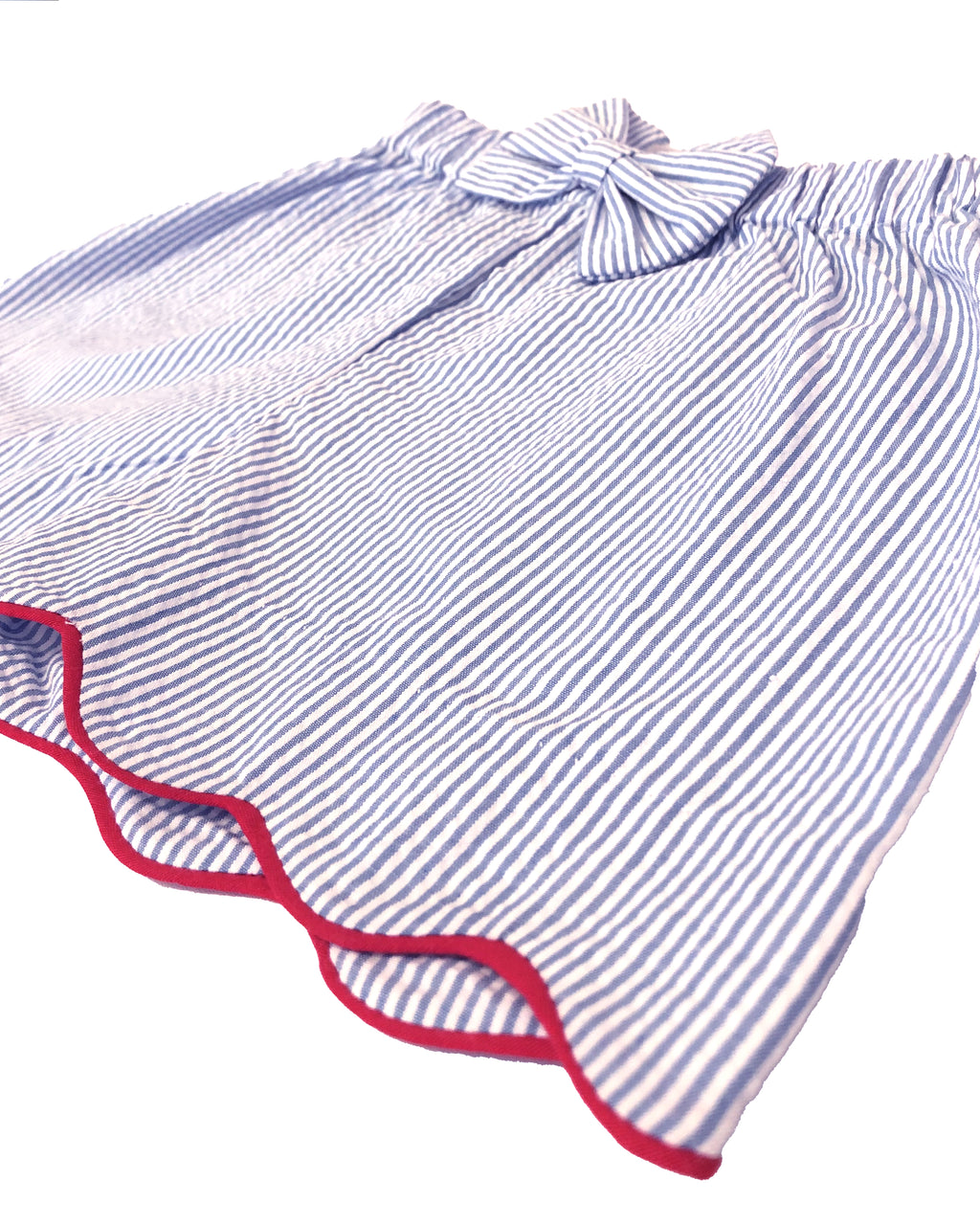 Blue Stripes Seersucker Girl's Shorts - Little Threads Inc. Children's Clothing