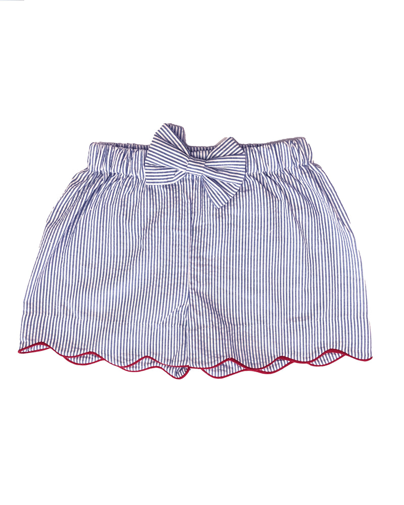 Blue Stripes Seersucker Girl's Shorts - Little Threads Inc. Children's Clothing
