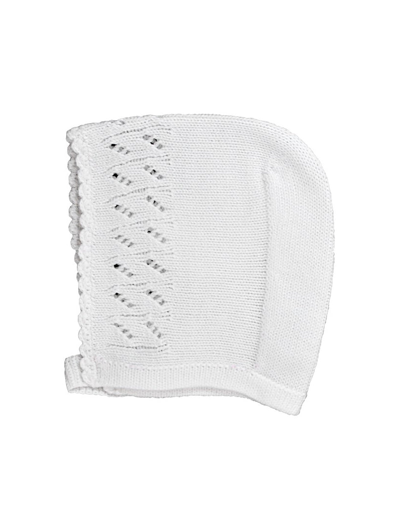 Baby Girl's White Knit Bonnet Hat - Little Threads Inc. Children's Clothing