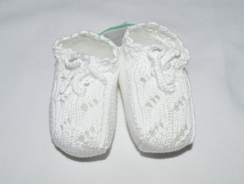 White Mercerized Cotton Baby Booties - Little Threads Inc. Children's Clothing
