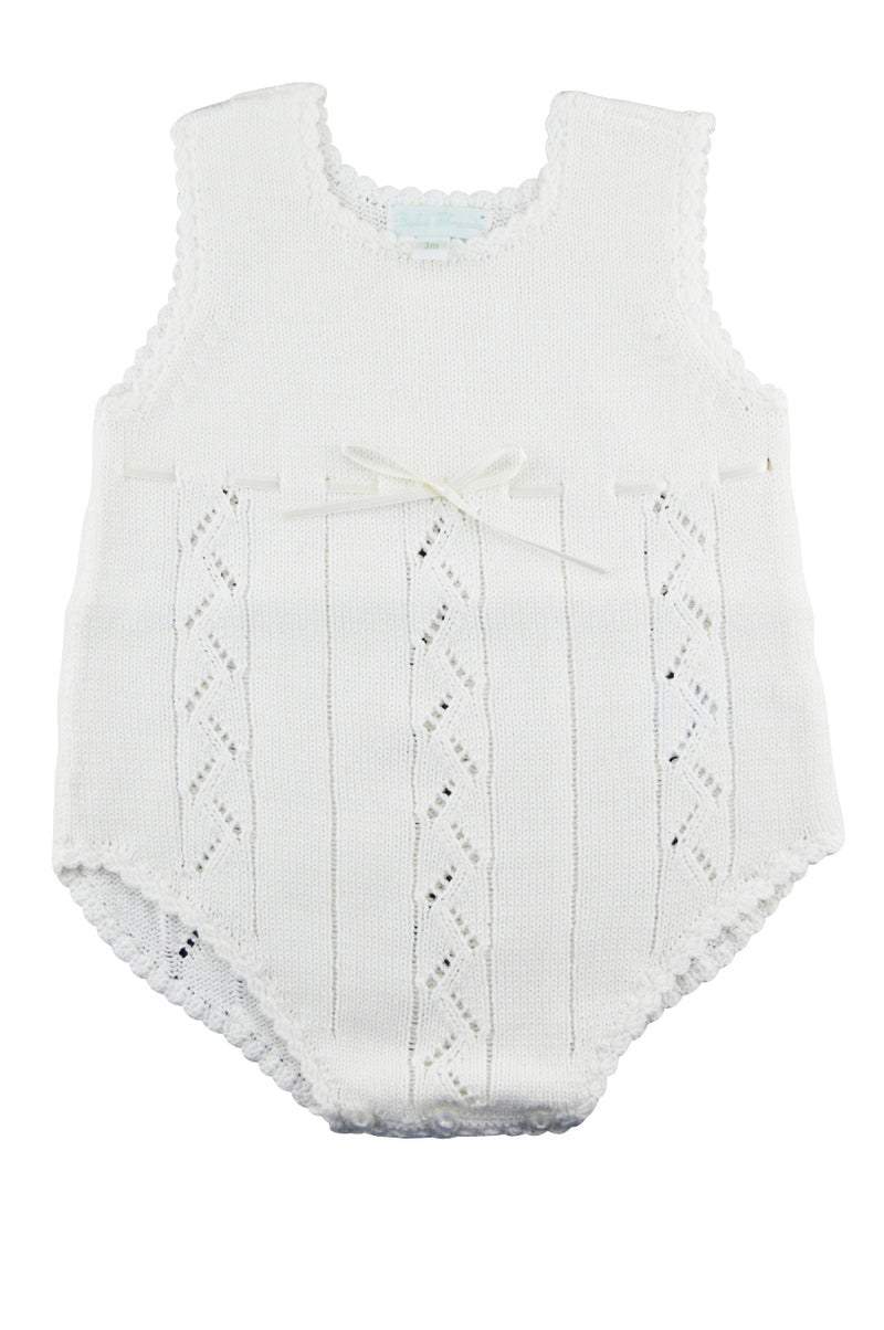 Baby Girl's White Knit Romper - Little Threads Inc. Children's Clothing