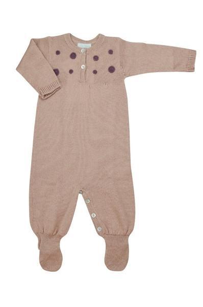 Pink Baby Alpaca Footie with Burgundy Dots - Little Threads Inc. Children's Clothing