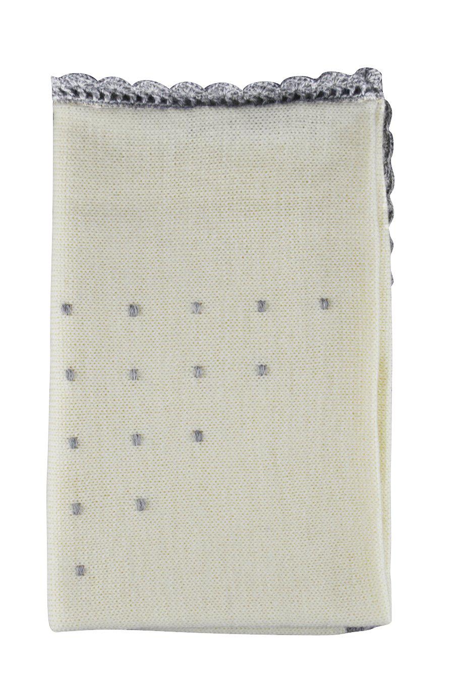 Ivory Alpaca Blanket with Grey Dots - Little Threads Inc. Children's Clothing