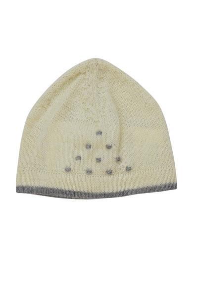 Ivory Baby Alpaca Hat with Grey Trim - Little Threads Inc. Children's Clothing