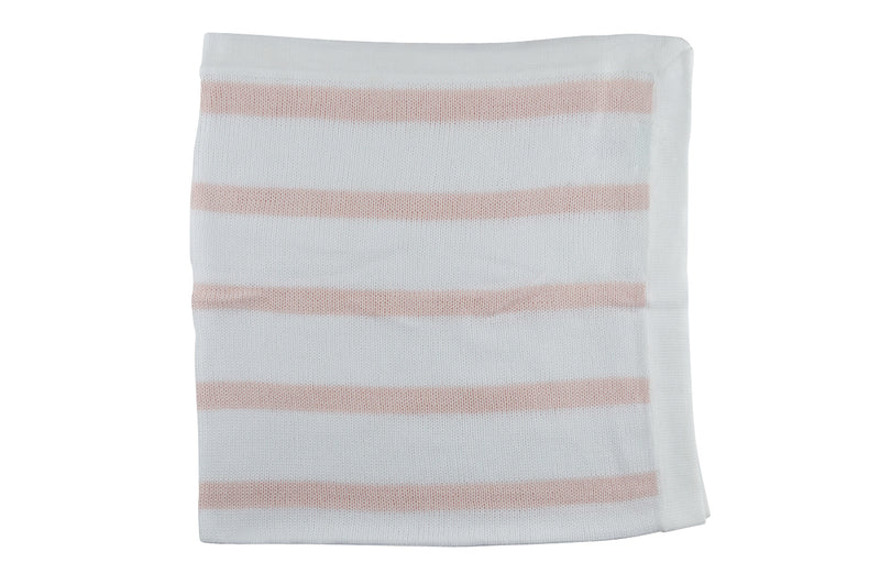 Pink and White Striped Knit Blanket - Little Threads Inc. Children's Clothing