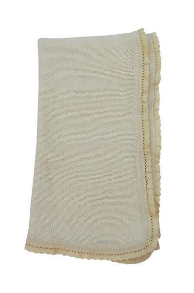Ivory Baby Alpaca Blanket with Ivory Trim - Little Threads Inc. Children's Clothing
