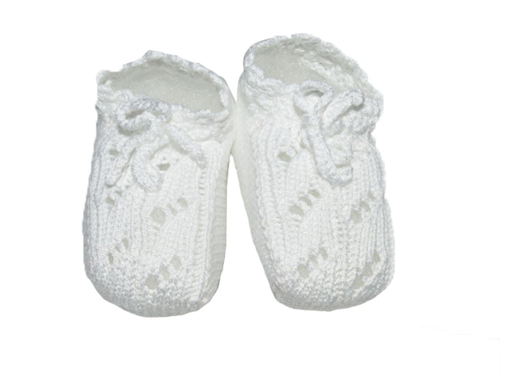 Unisex White Knit Booties - Little Threads Inc. Children's Clothing