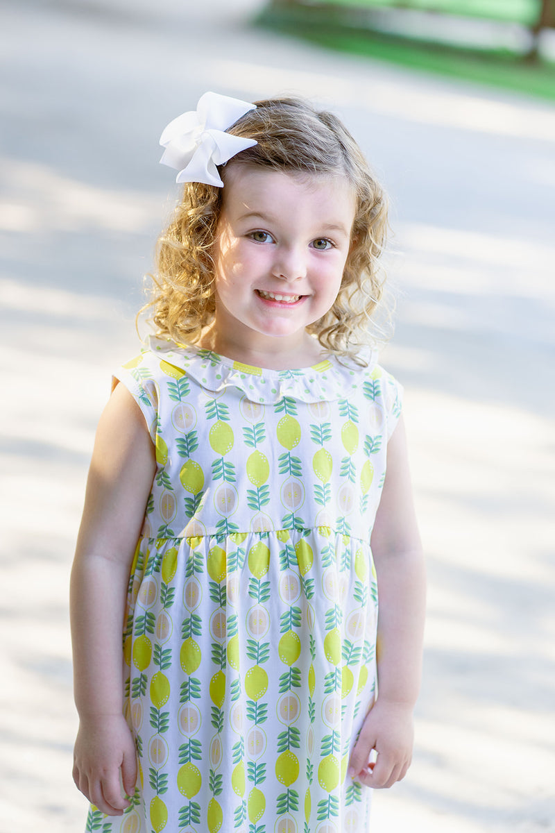 Girl's "Lemonade Stand" pima print dress - Little Threads Inc. Children's Clothing