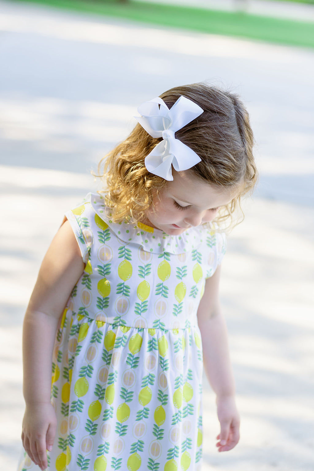 Girl's "Lemonade Stand" pima print dress - Little Threads Inc. Children's Clothing