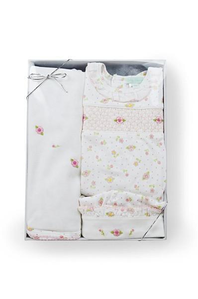 Roses Print Smocked Gift Set (3 Pieces) - Little Threads Inc. Children's Clothing