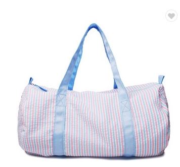 Multi color stripe Seersucker Duffle bag for monograming - Little Threads Inc. Children's Clothing