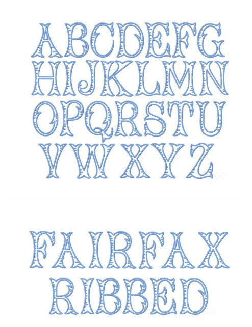 Fairfax Embroidery Font - Little Threads Inc. Children's Clothing