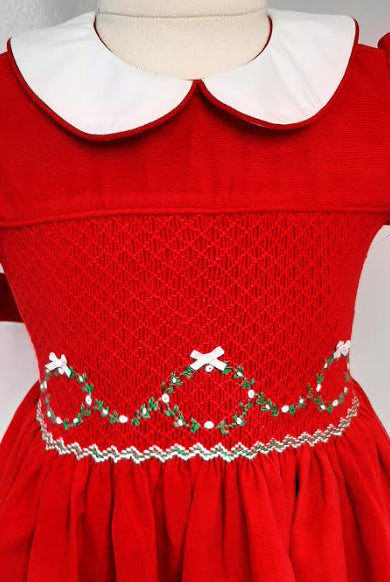 Christmas Wreath Smocked dress - Little Threads Inc. Children's Clothing