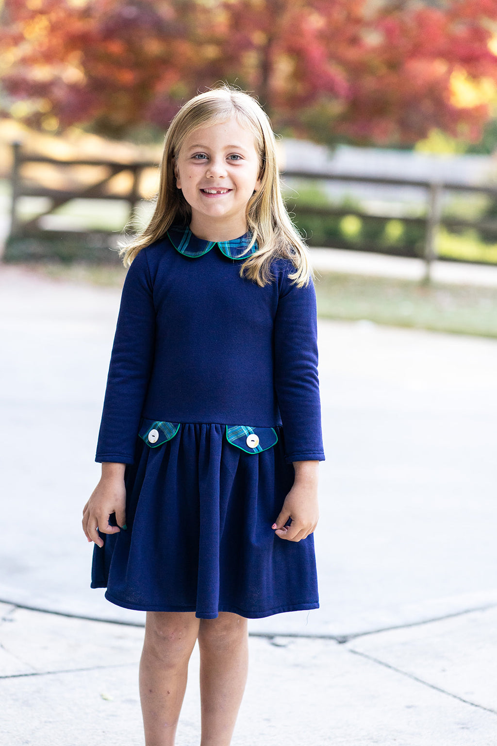 Girl's "Sienna & Luca" Fleece Blue Dress - Little Threads Inc. Children's Clothing
