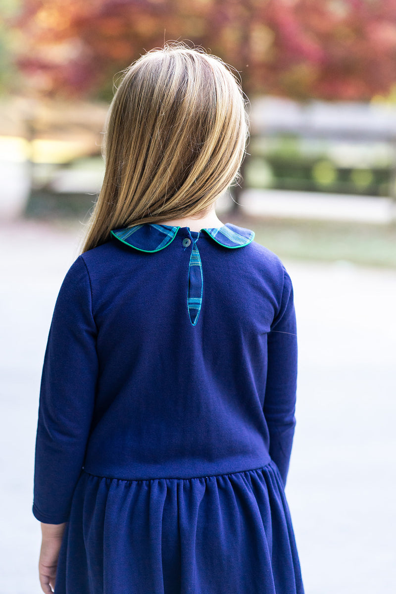 Girl's "Sienna & Luca" Fleece Blue Dress - Little Threads Inc. Children's Clothing