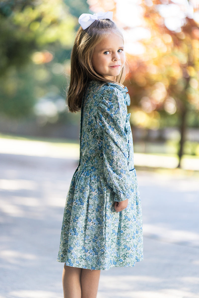 Girl's "Sienna and Luca" Floral Drop Waist Ruffle Dress - Little Threads Inc. Children's Clothing