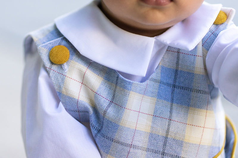 Leo Viella plaid long boy's overall. - Little Threads Inc. Children's Clothing