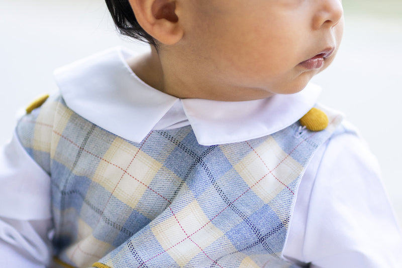 Leo Viella plaid long boy's overall. - Little Threads Inc. Children's Clothing