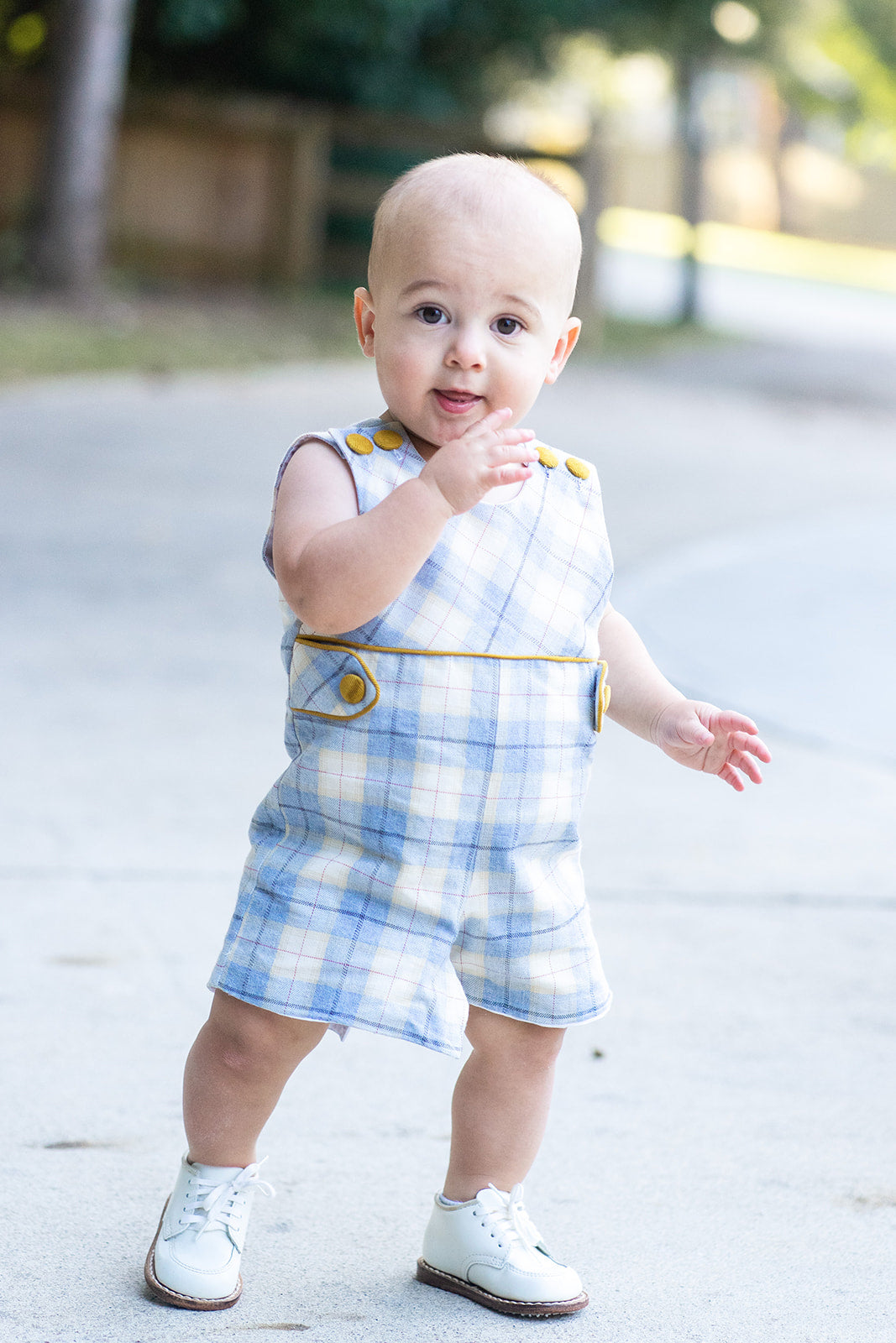 Leo Viella plaid boy's overall. - Little Threads Inc. Children's Clothing