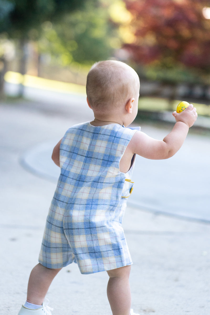Leo Viella plaid boy's overall. - Little Threads Inc. Children's Clothing