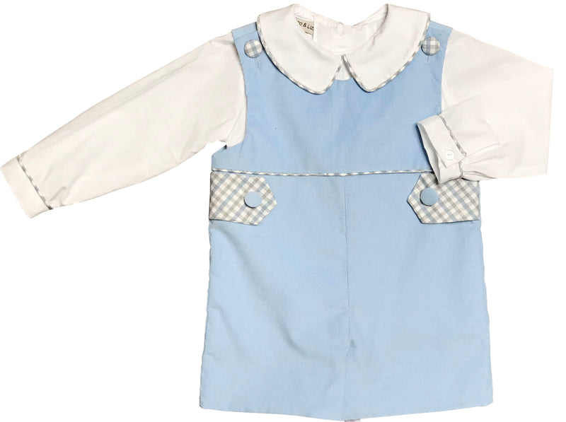 Blue and Gray Checks boy's Overall set - Little Threads Inc. Children's Clothing