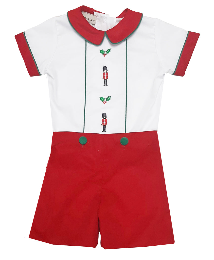 Traditional Christmas Red cord boys short set - Little Threads Inc. Children's Clothing