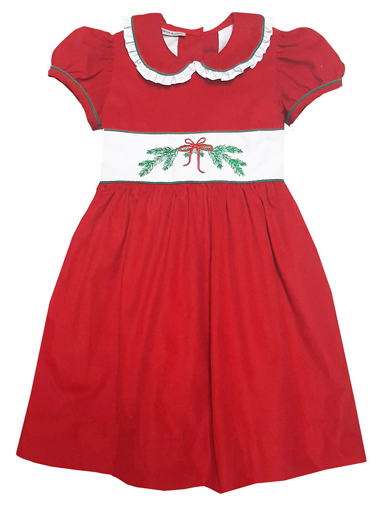 Traditional Christmas Red cord sash dress - Little Threads Inc. Children's Clothing