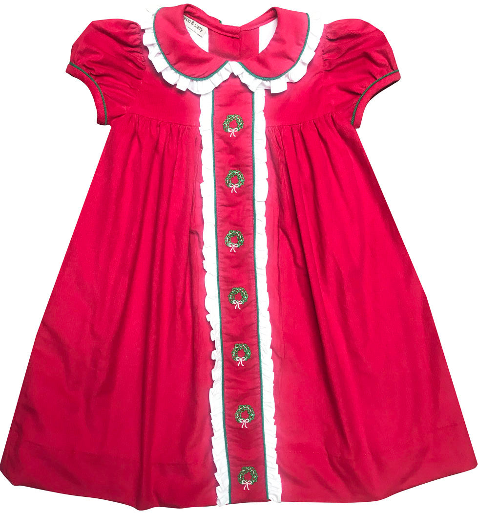 Traditional Christmas Red ruffle dress - Little Threads Inc. Children's Clothing