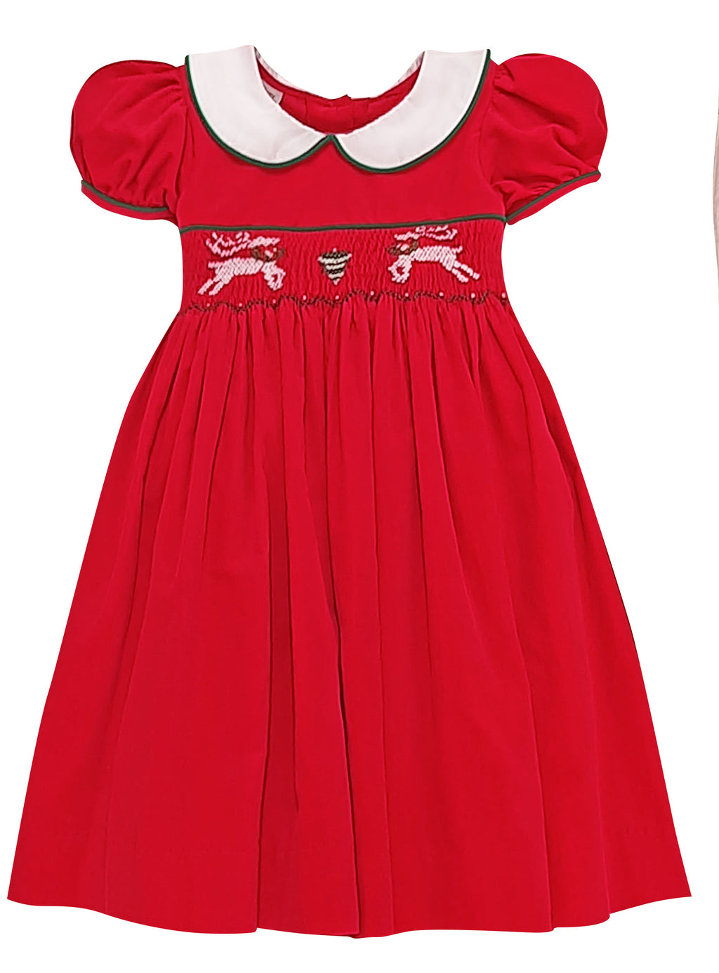 Red cord Reeindeer Smocked Dress - Little Threads Inc. Children's Clothing
