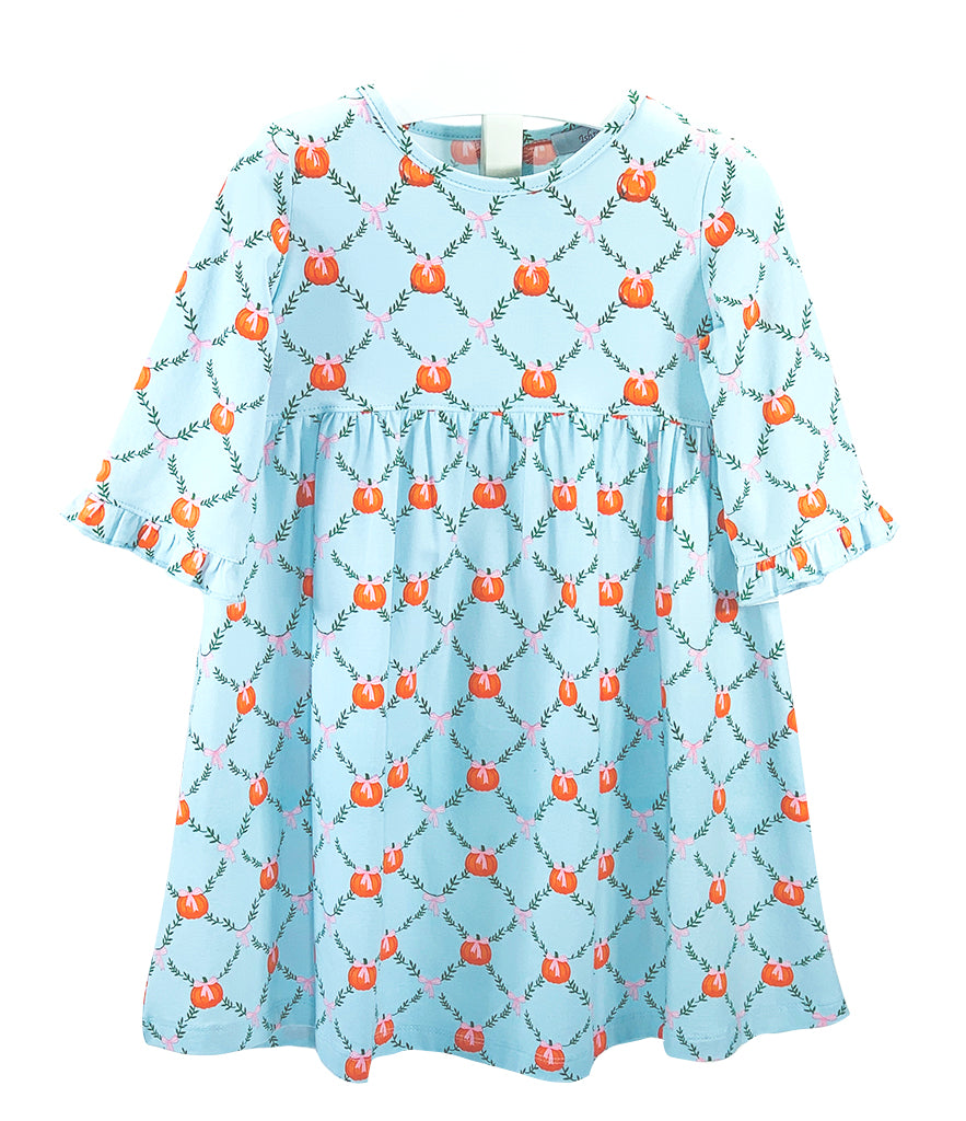 Pumpkin Knit Girl's Dress - Little Threads Inc. Children's Clothing