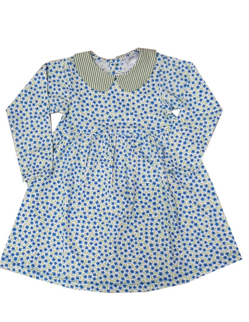 Blue Knit floral Girls Dress - Little Threads Inc. Children's Clothing