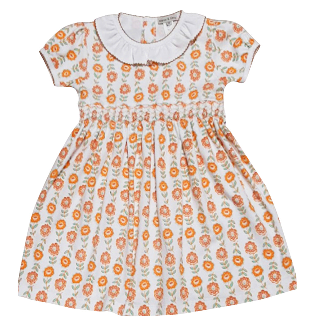 San Remy Pima cotton Knit  hand smocked girls Dress - Little Threads Inc. Children's Clothing