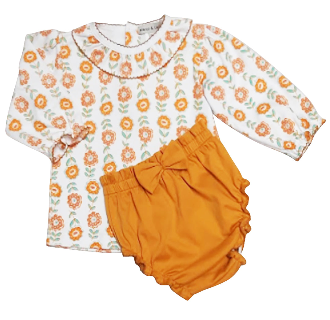 St Remy, floral Pima cotton knit baby girl's diaper set - Little Threads Inc. Children's Clothing