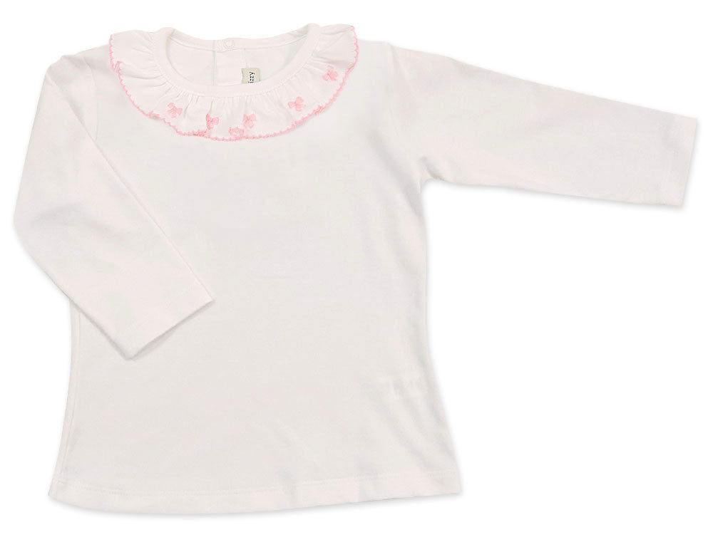 Pink Bows ruffle Pima Cotton girls top - Little Threads Inc. Children's Clothing