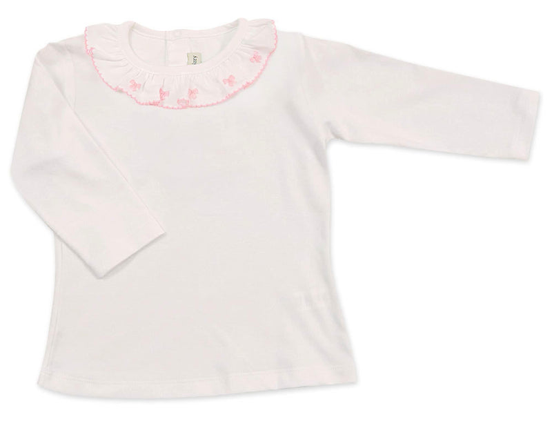 Pink Bows ruffle Pima Cotton girls top - Little Threads Inc. Children's Clothing